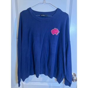 LoveSick‎ Womens Sweater Pink Leopard Patch Blue Size 1